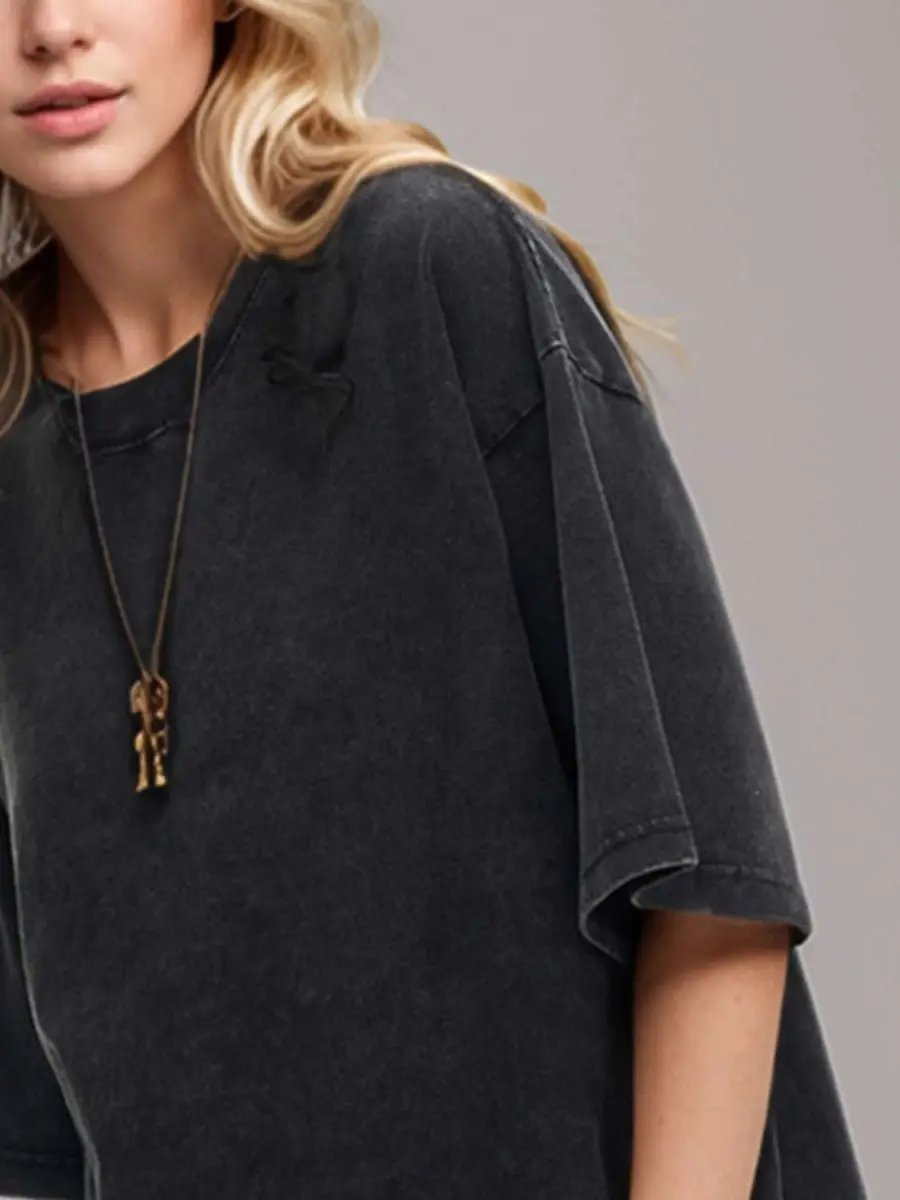 Basic Bae Round Neck Half Sleeve T-Shirt for Women - Love Salve